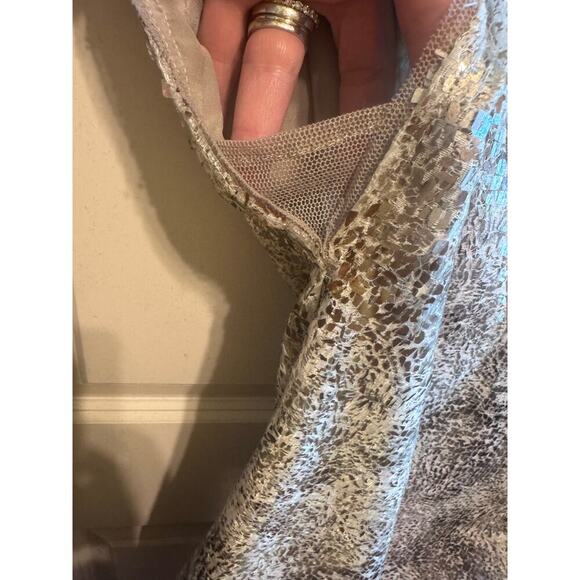 Free People Midnight Dreamer Shattered Glass Mini Dress V-Neck Sheer Back Sz M - Picture 10 of 14